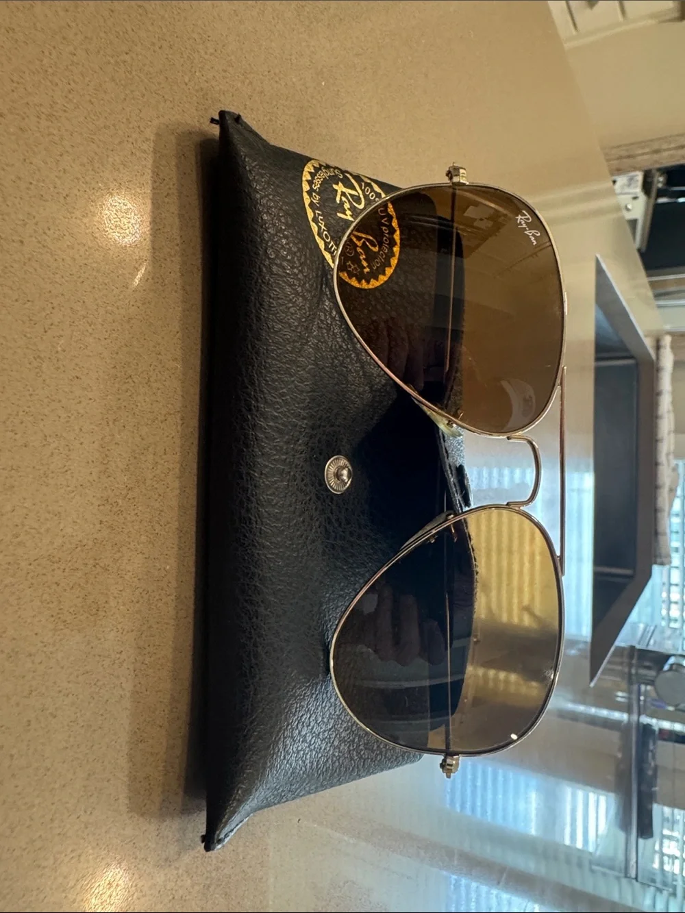 Ray-Ban Aviator Sunglasses in Gold with Brown Lenses
